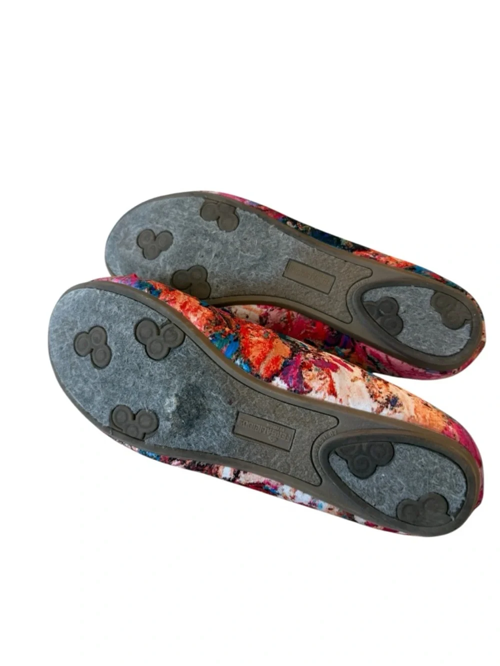 Fergalicious Adele Floral Ballet Flats Velvet Multicolor Red Bow Slip On Shoes